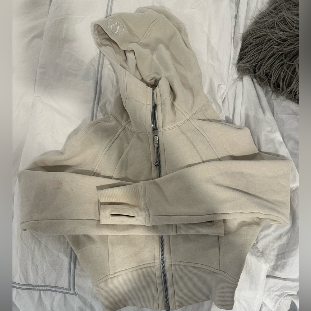 Lululemon cropped scuba Beige Zip-Up Hoodie